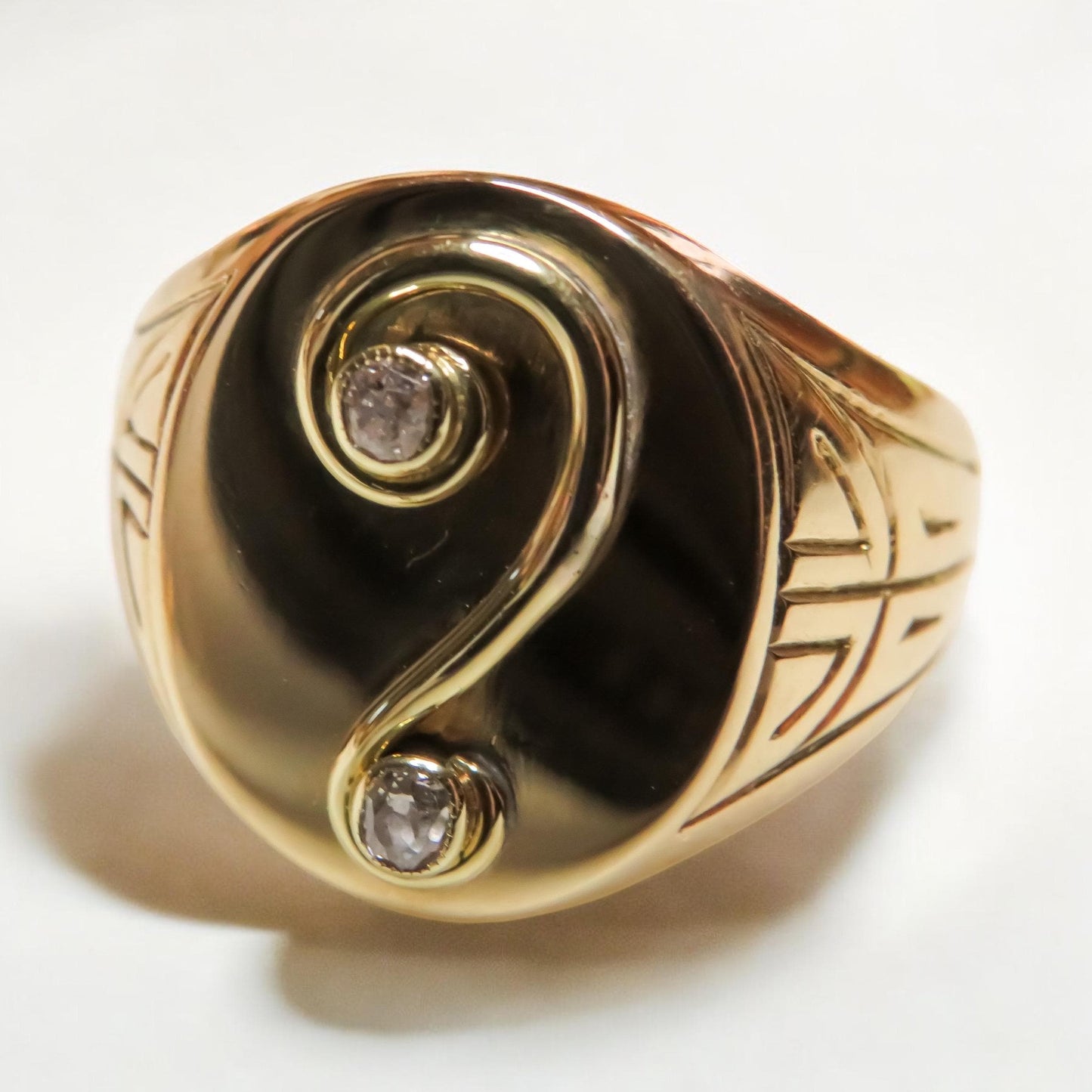 Art Nouveau Question Mark Motif Signet Ring