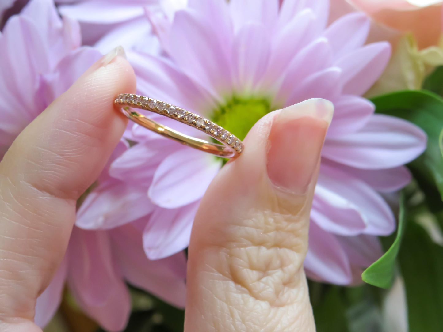 Natural Pink Diamond Band in 18K Rose Gold