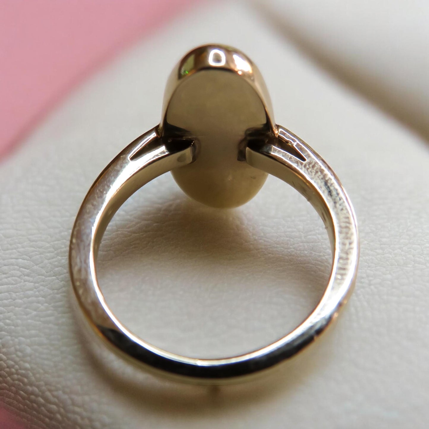 Moonstone Cabochon Ring in White Gold