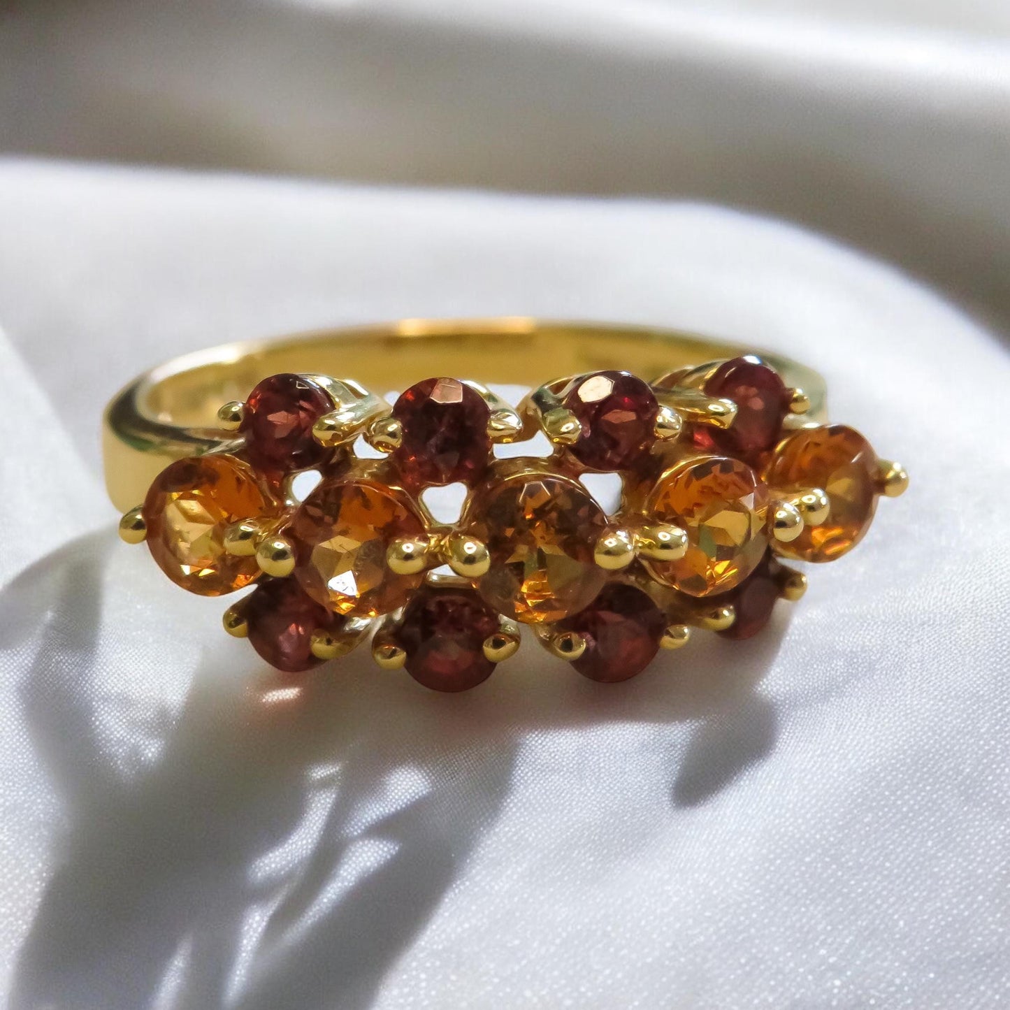 Citrine and Garnet Band in 14K Yellow Gold