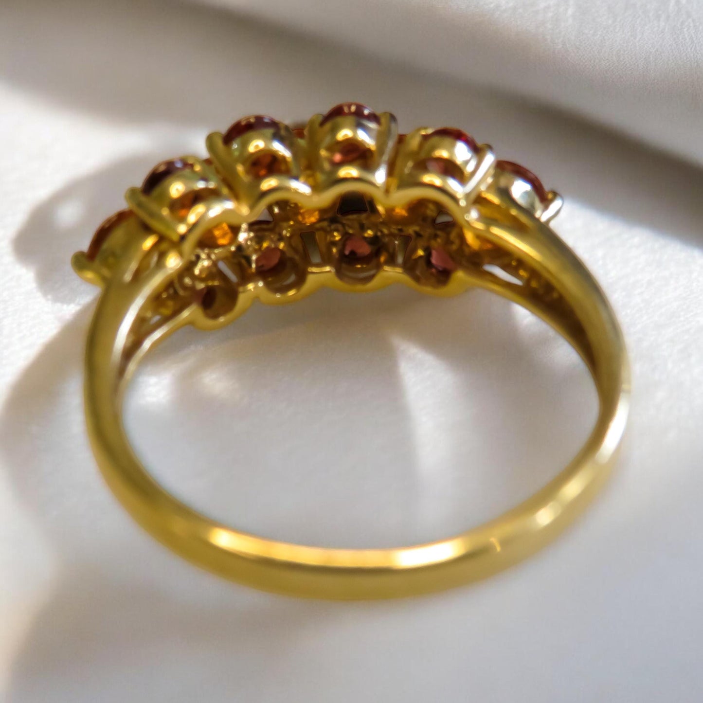 Citrine and Garnet Band in 14K Yellow Gold