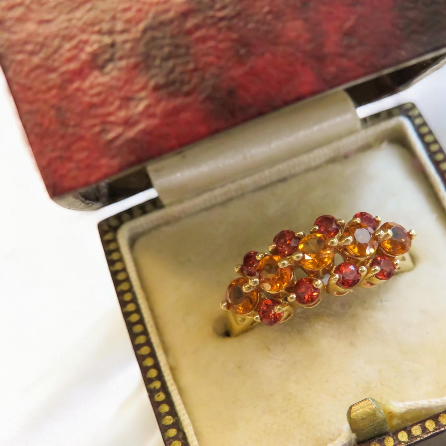 Citrine and Garnet Band in 14K Yellow Gold