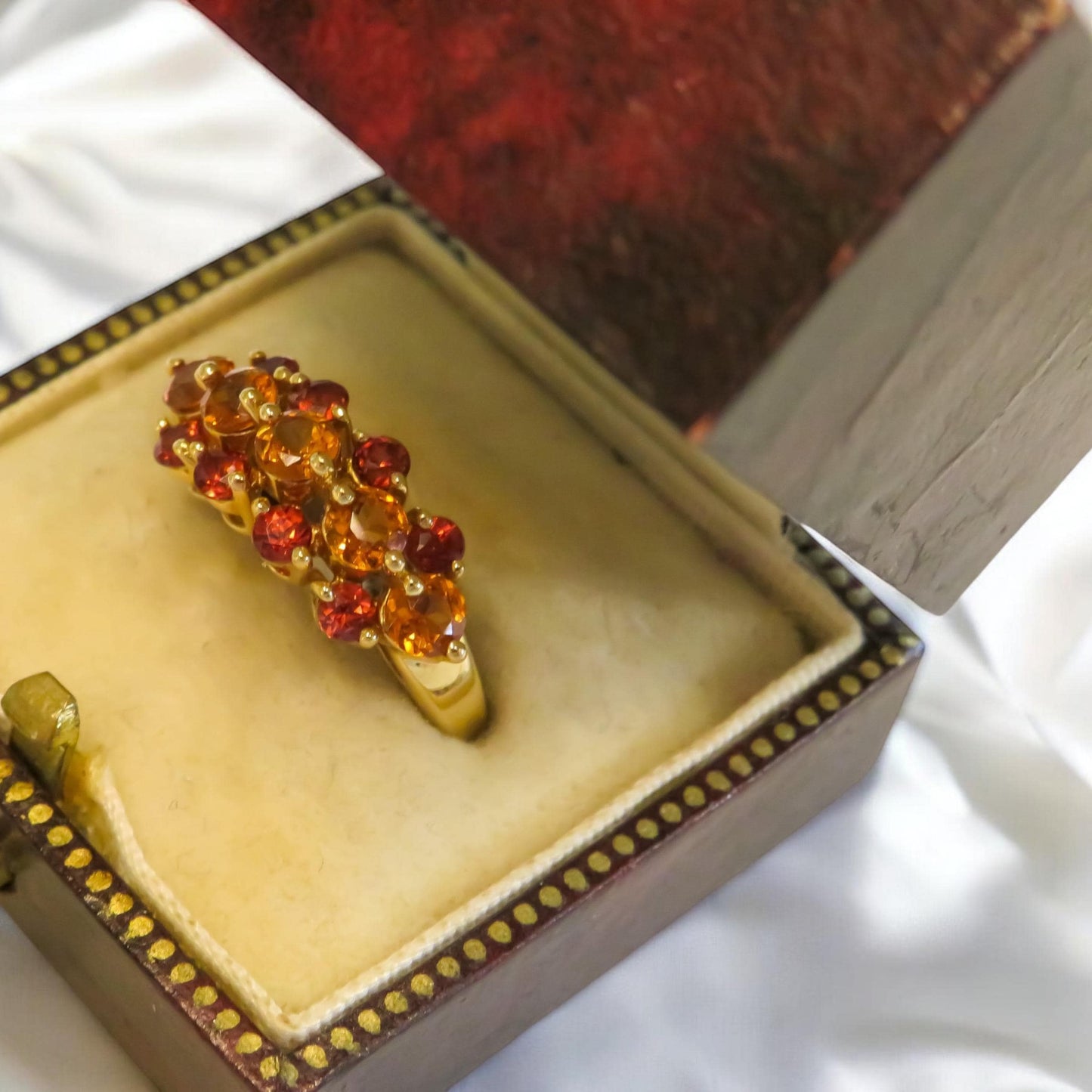 Citrine and Garnet Band in 14K Yellow Gold