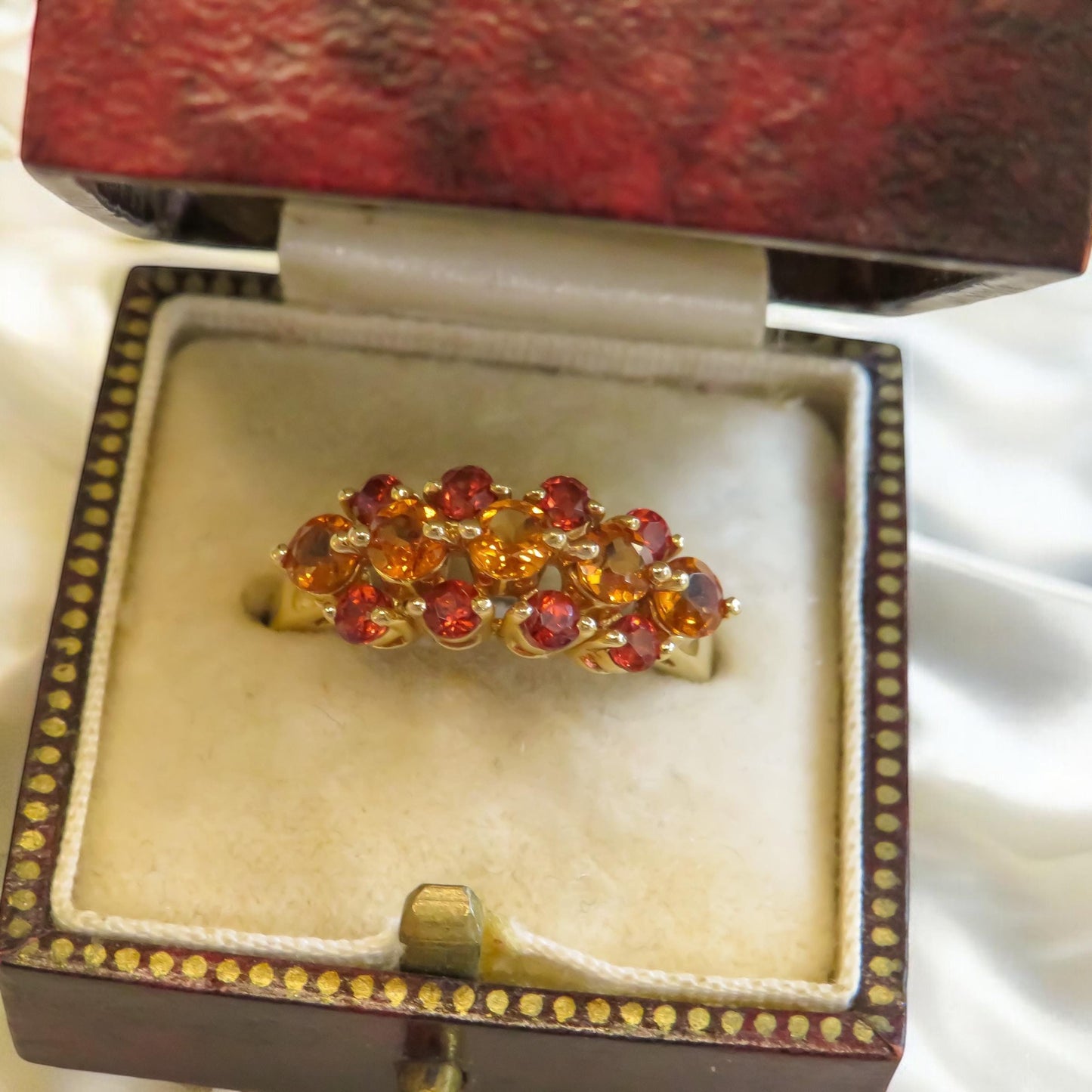 Citrine and Garnet Band in 14K Yellow Gold