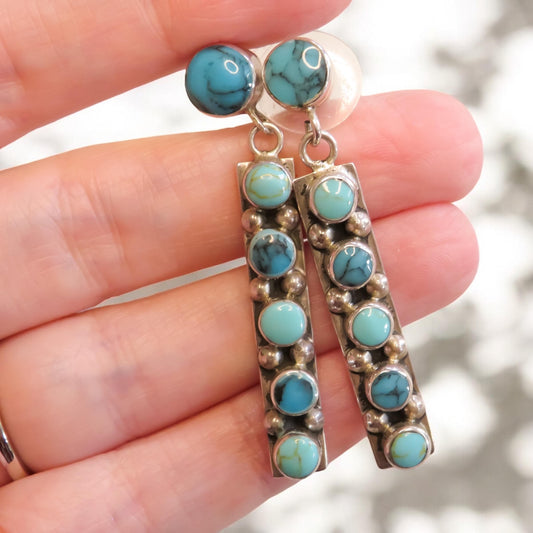 Turquoise Bar Earrings in Sterling Silver