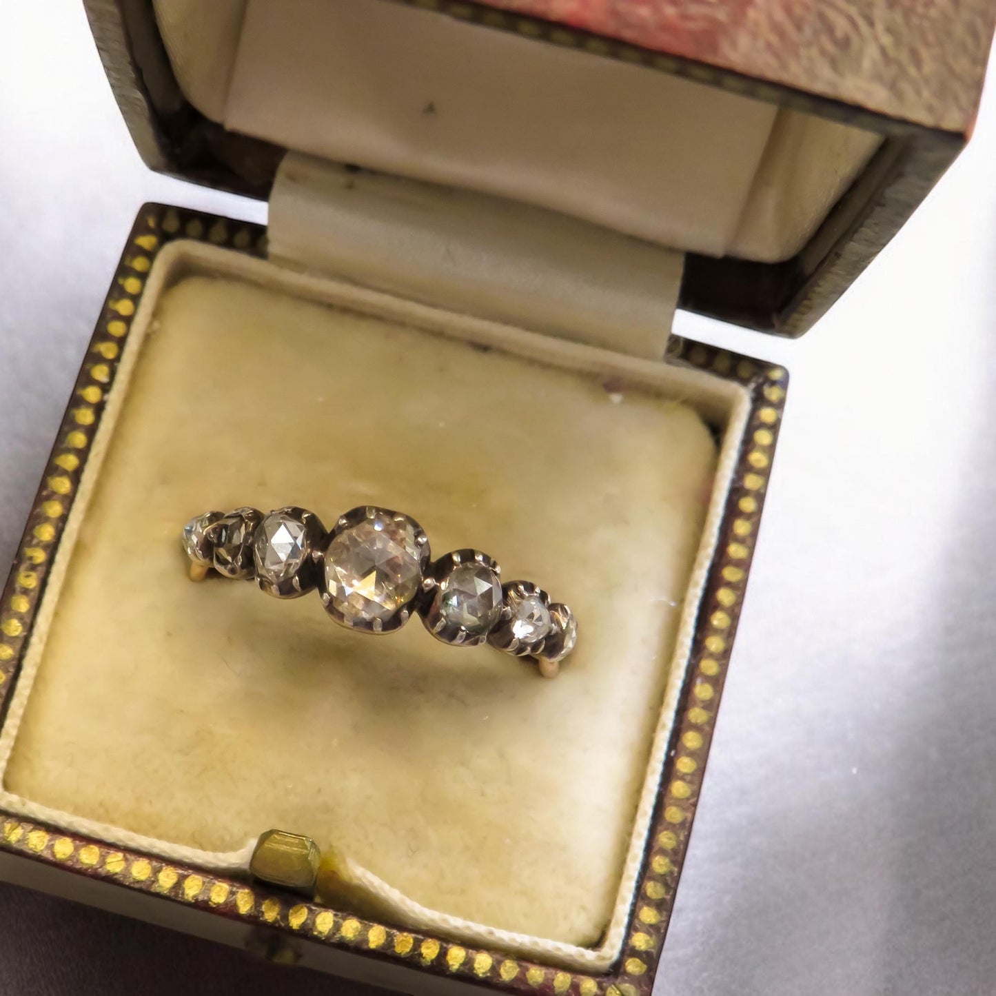 Early Victorian Rose Cut Diamond Seven Stone Band