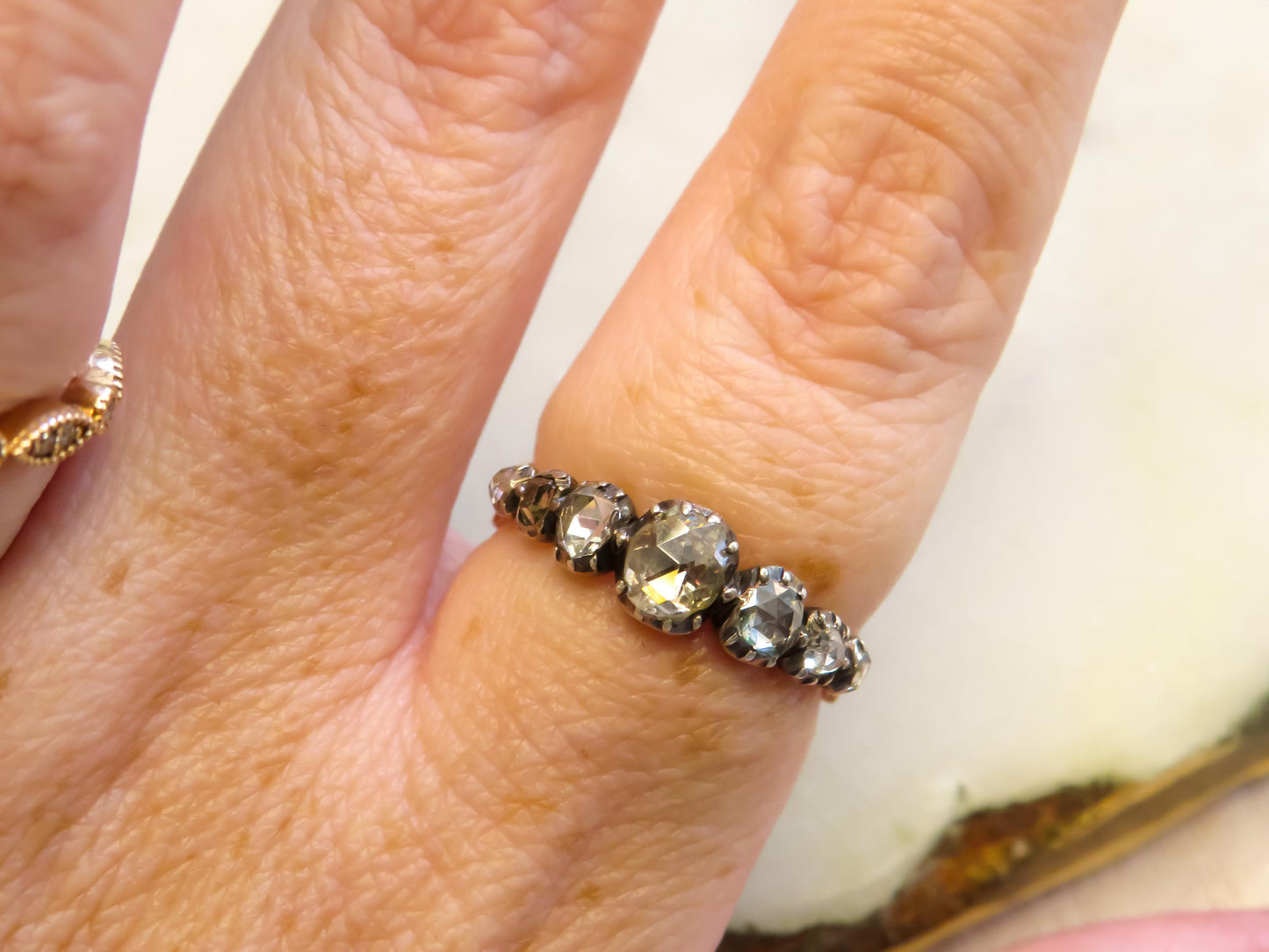 Early Victorian Rose Cut Diamond Seven Stone Band