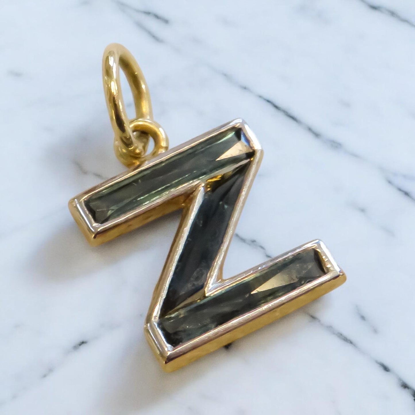 Sapphire and Gold Letter Z Charm