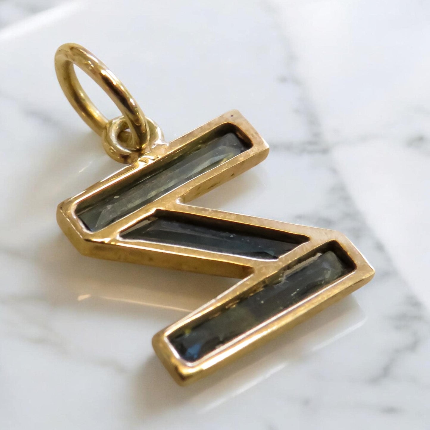 Sapphire and Gold Letter Z Charm