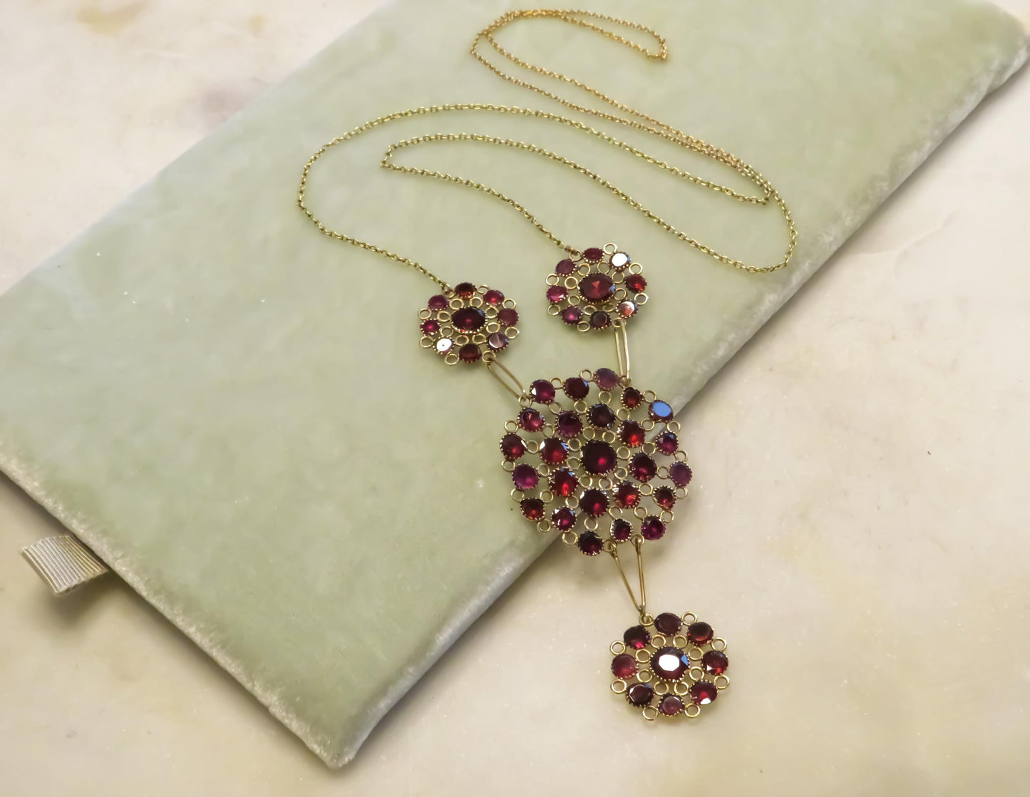 Antique Flat Cut Garnet Necklace