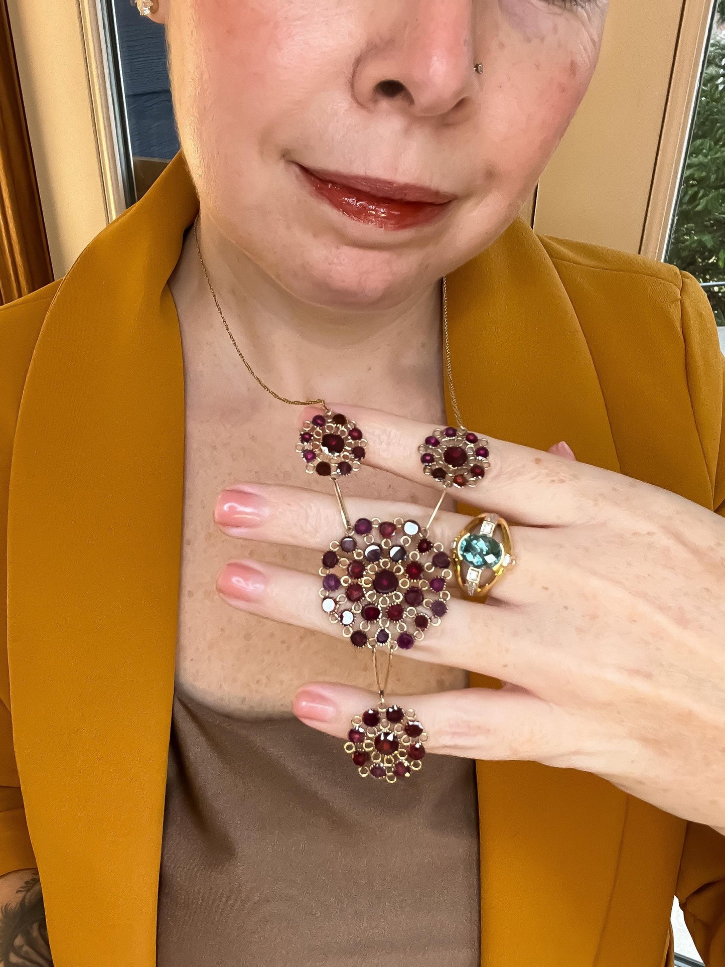 Antique Flat Cut Garnet Necklace