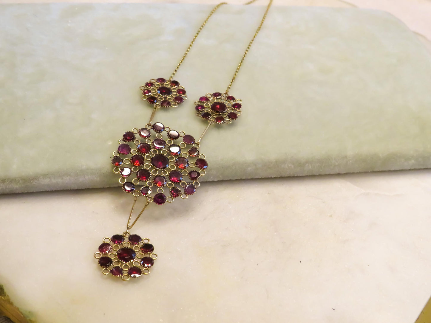 Antique Flat Cut Garnet Necklace