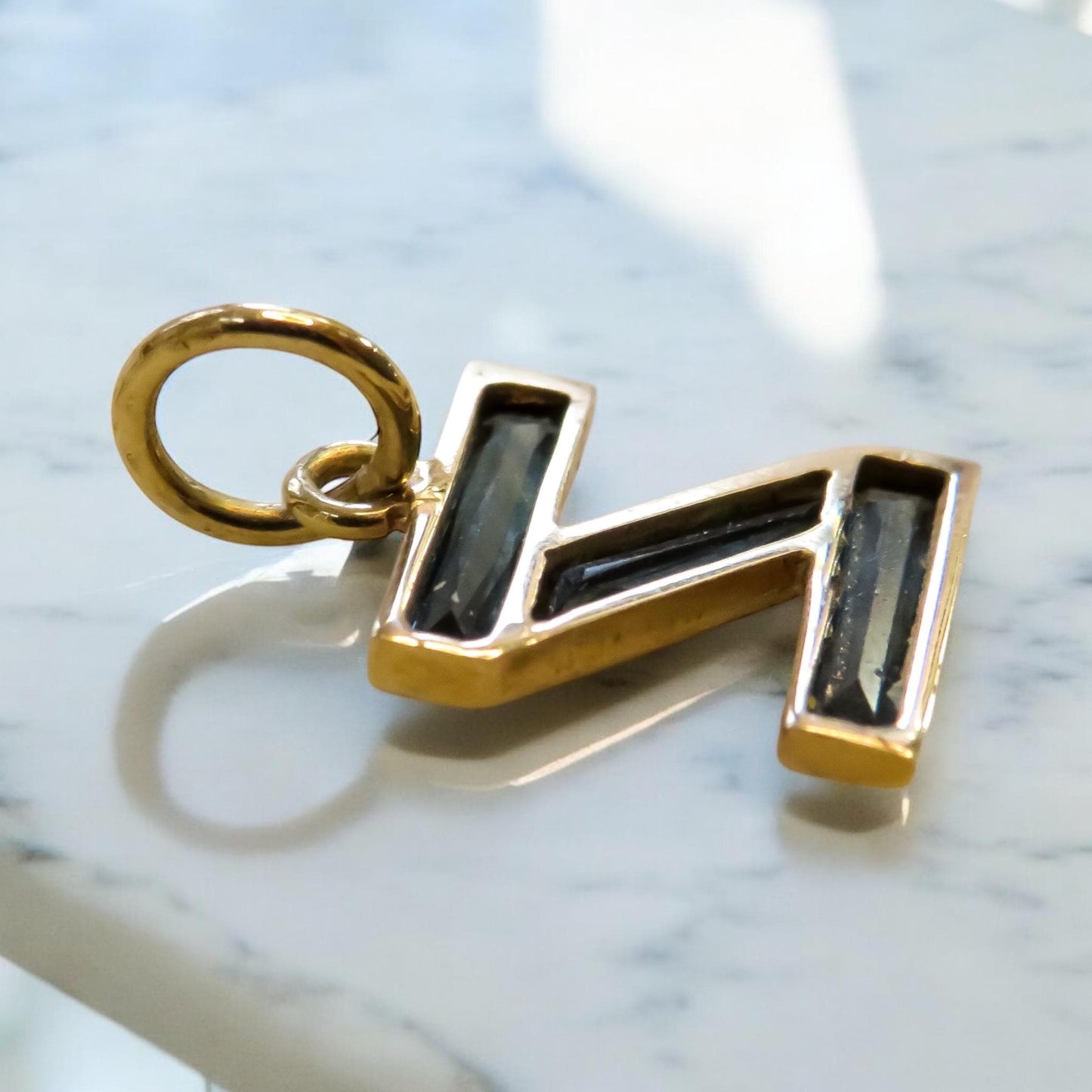 Sapphire and Gold Letter Z Charm