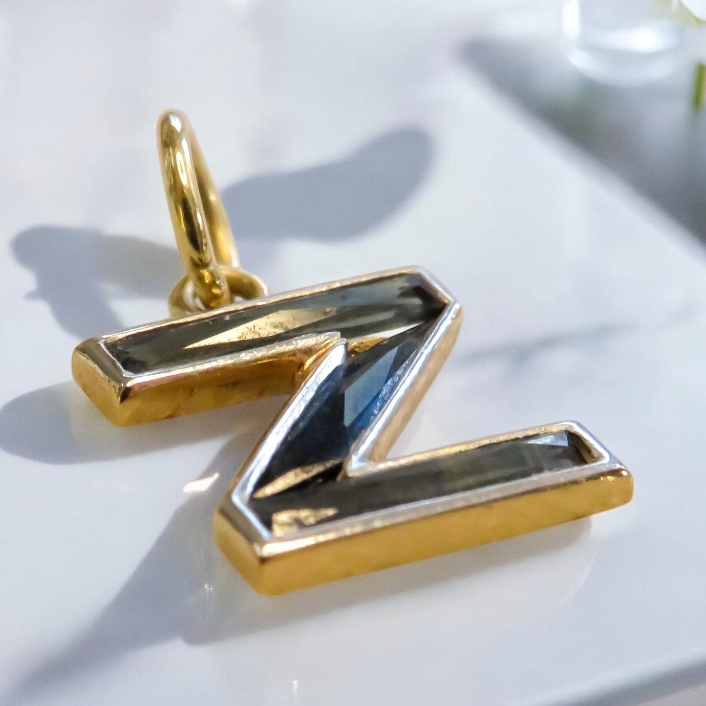 Sapphire and Gold Letter Z Charm