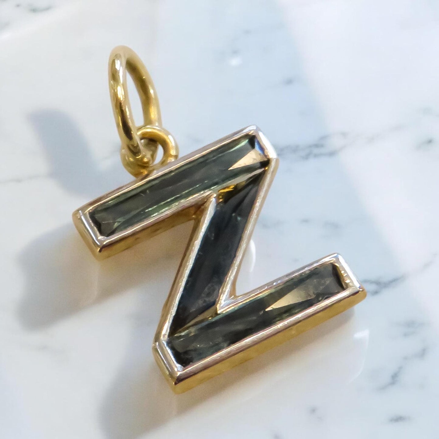 Sapphire and Gold Letter Z Charm