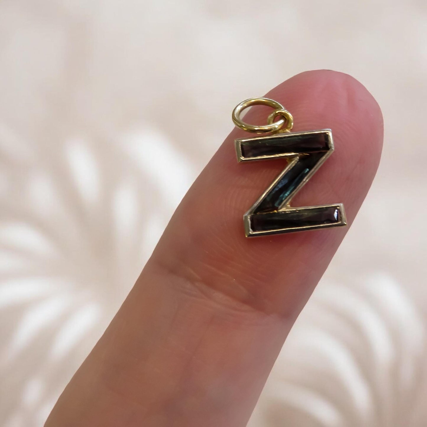 Sapphire and Gold Letter Z Charm