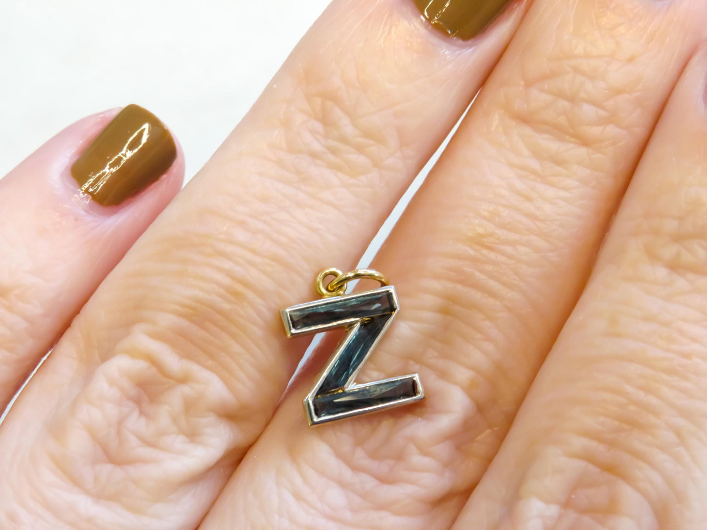 Sapphire and Gold Letter Z Charm