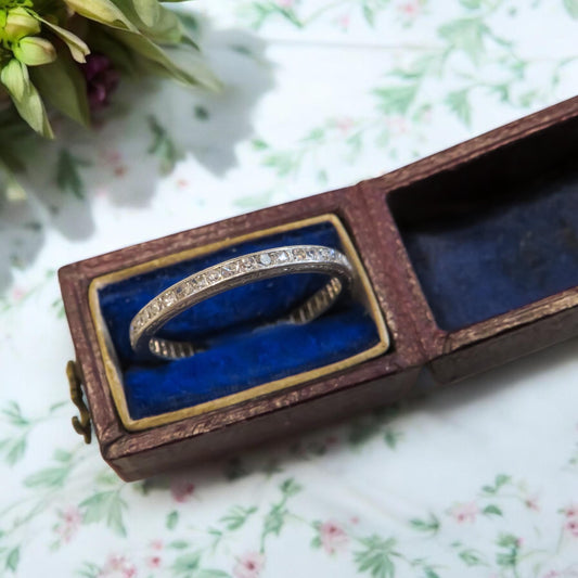 Antique Diamond Eternity Band with Engraved Sides