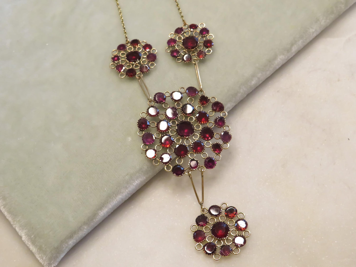 Antique Flat Cut Garnet Necklace