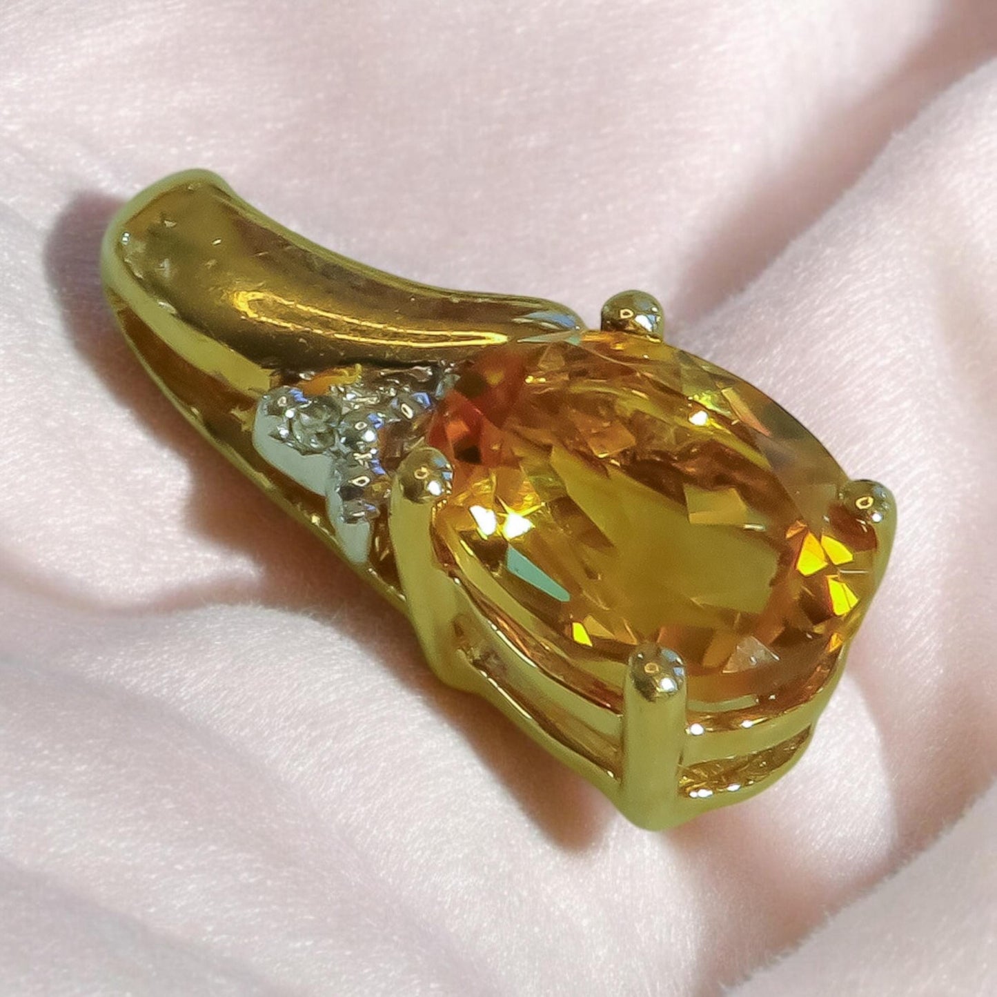 Citrine and Diamond Drop Pendant