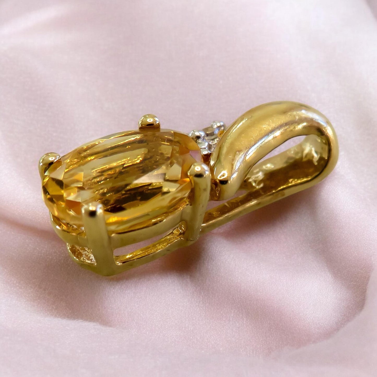 Citrine and Diamond Drop Pendant