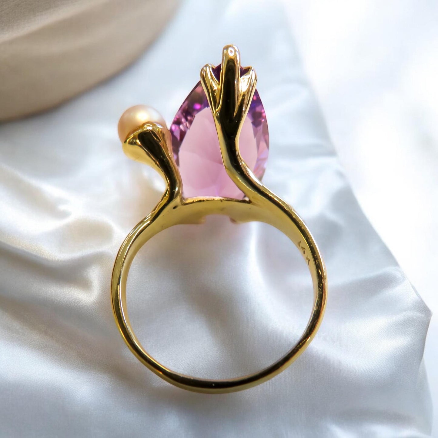 Amethyst and Pearl Cocktail Ring Vintage