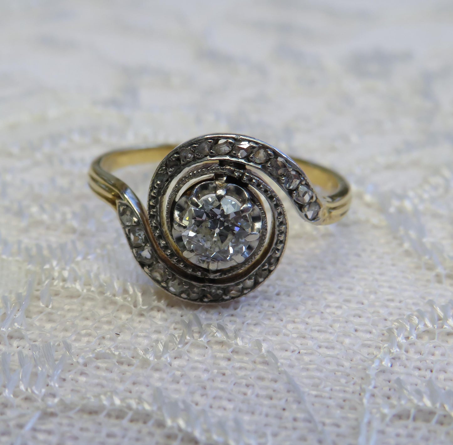 Antique Diamond Tourbillon Ring circa 1900