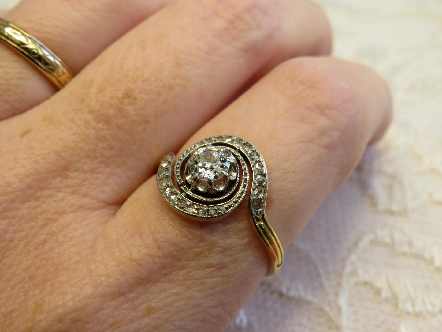 Antique Diamond Tourbillon Ring circa 1900