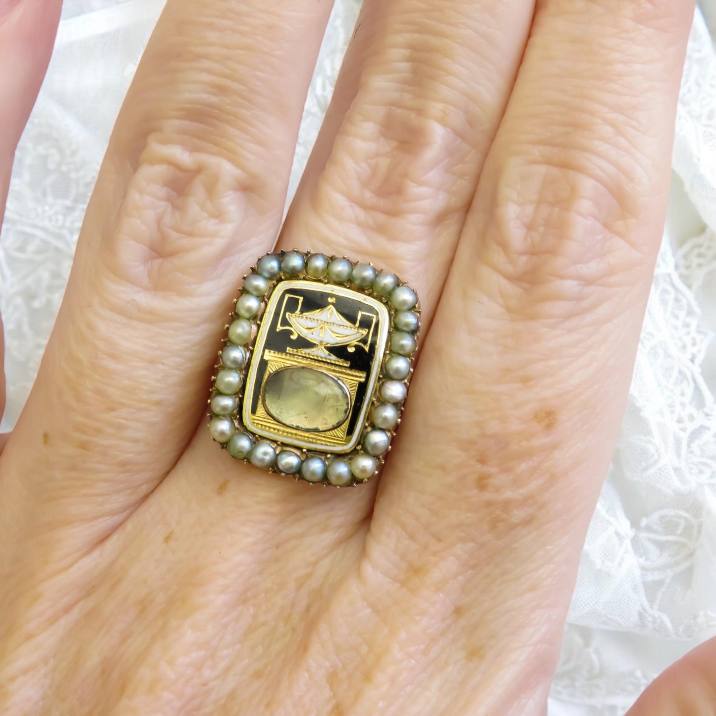 Antique Urn Motif Mourning Ring