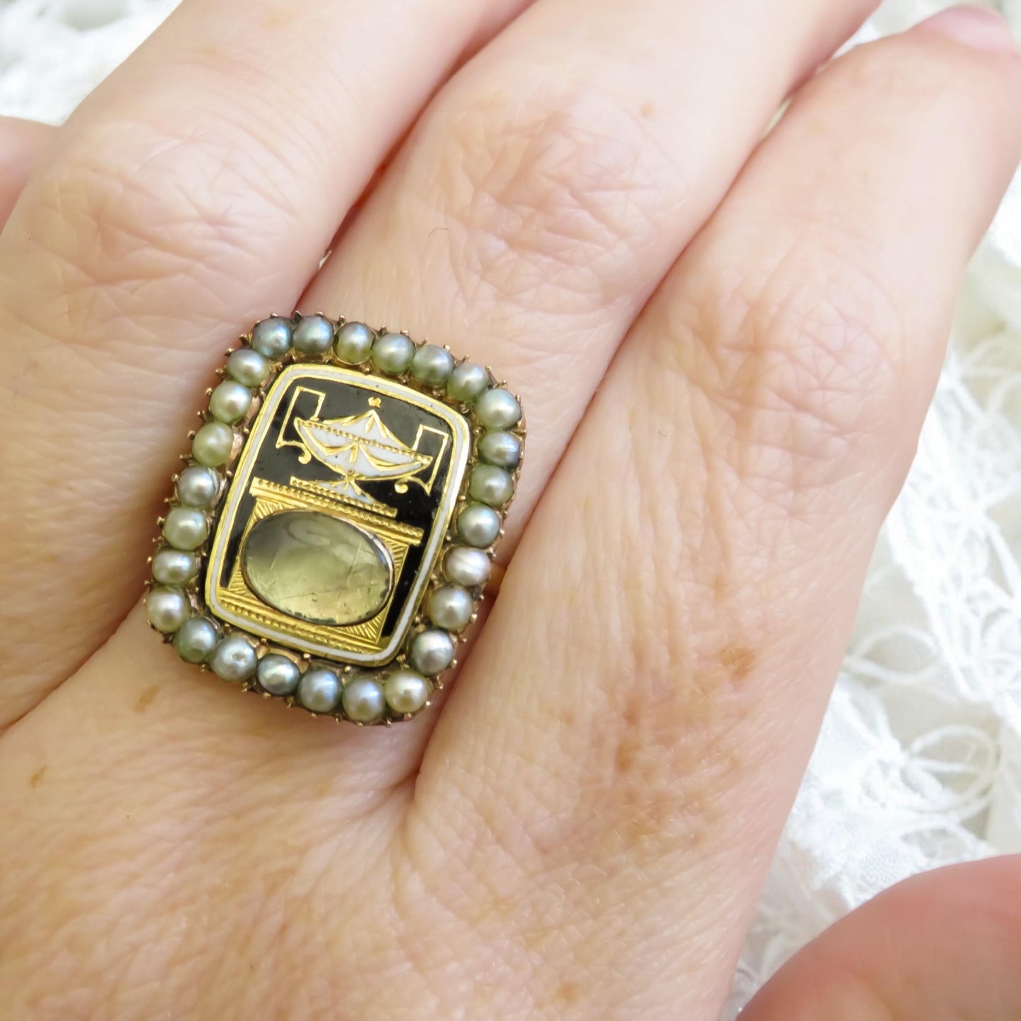 Antique Urn Motif Mourning Ring