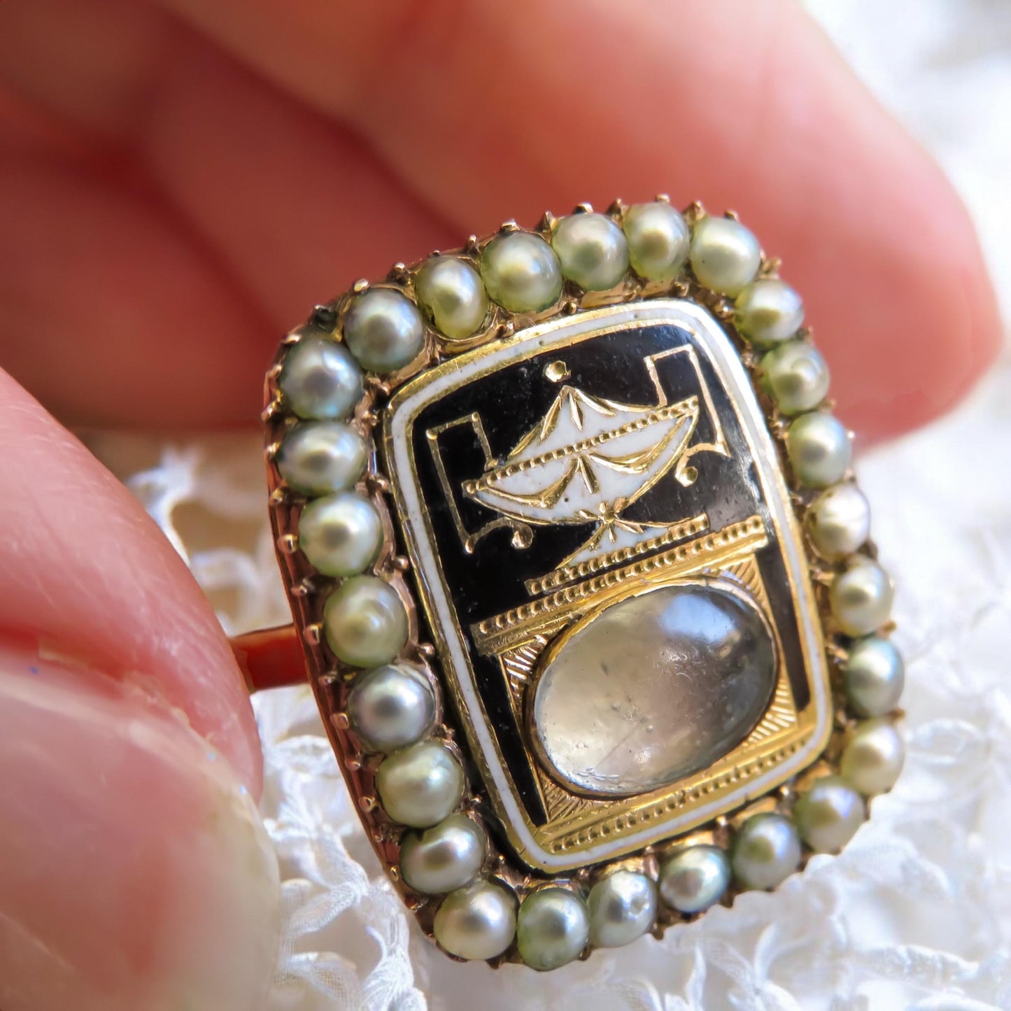 Antique Urn Motif Mourning Ring