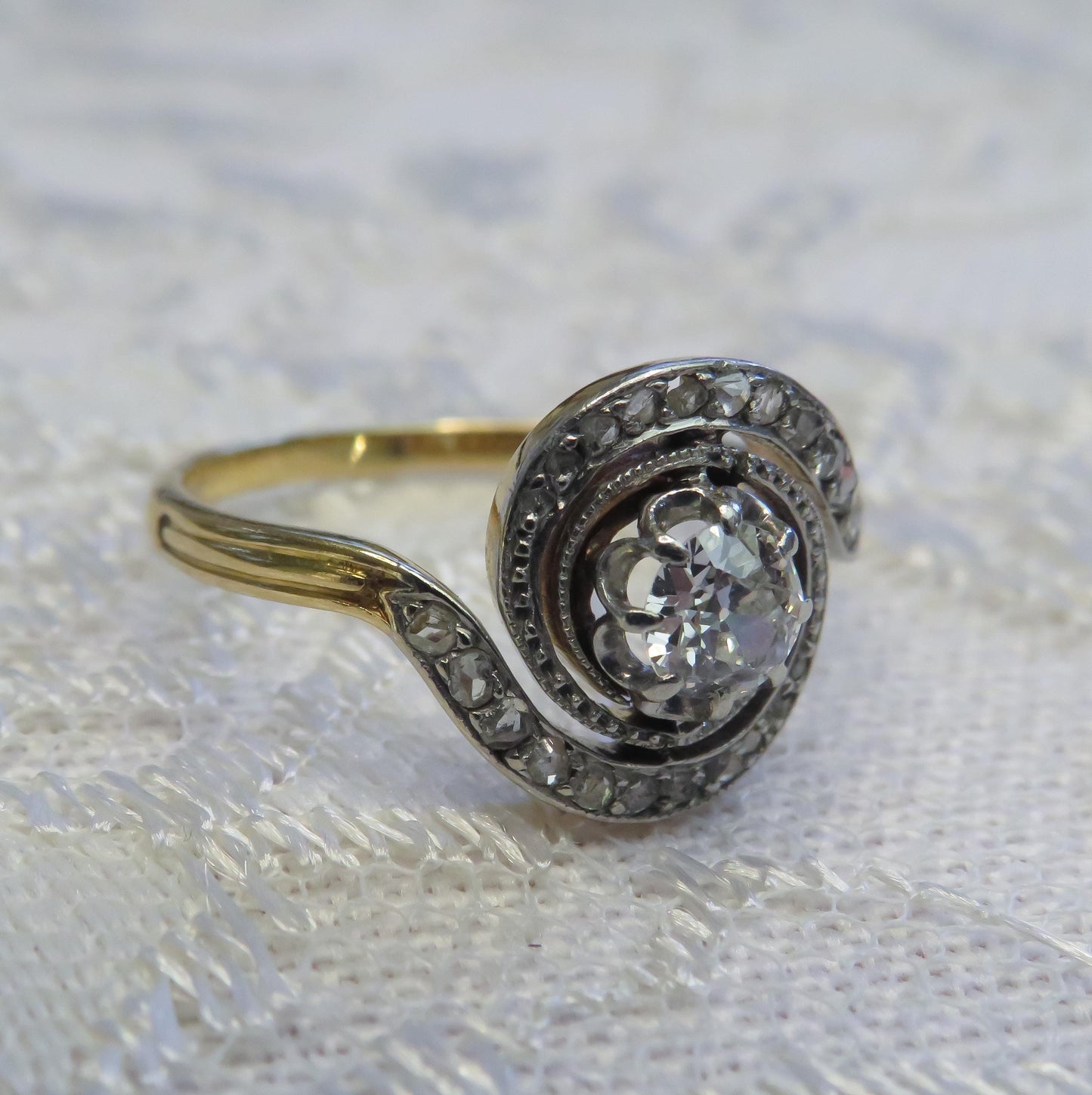 Antique Diamond Tourbillon Ring circa 1900