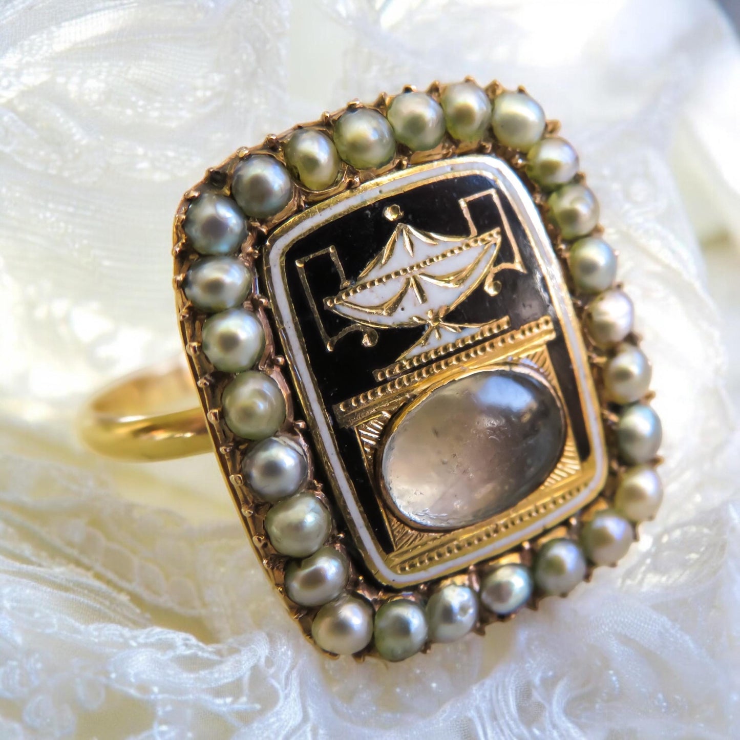 Antique Urn Motif Mourning Ring