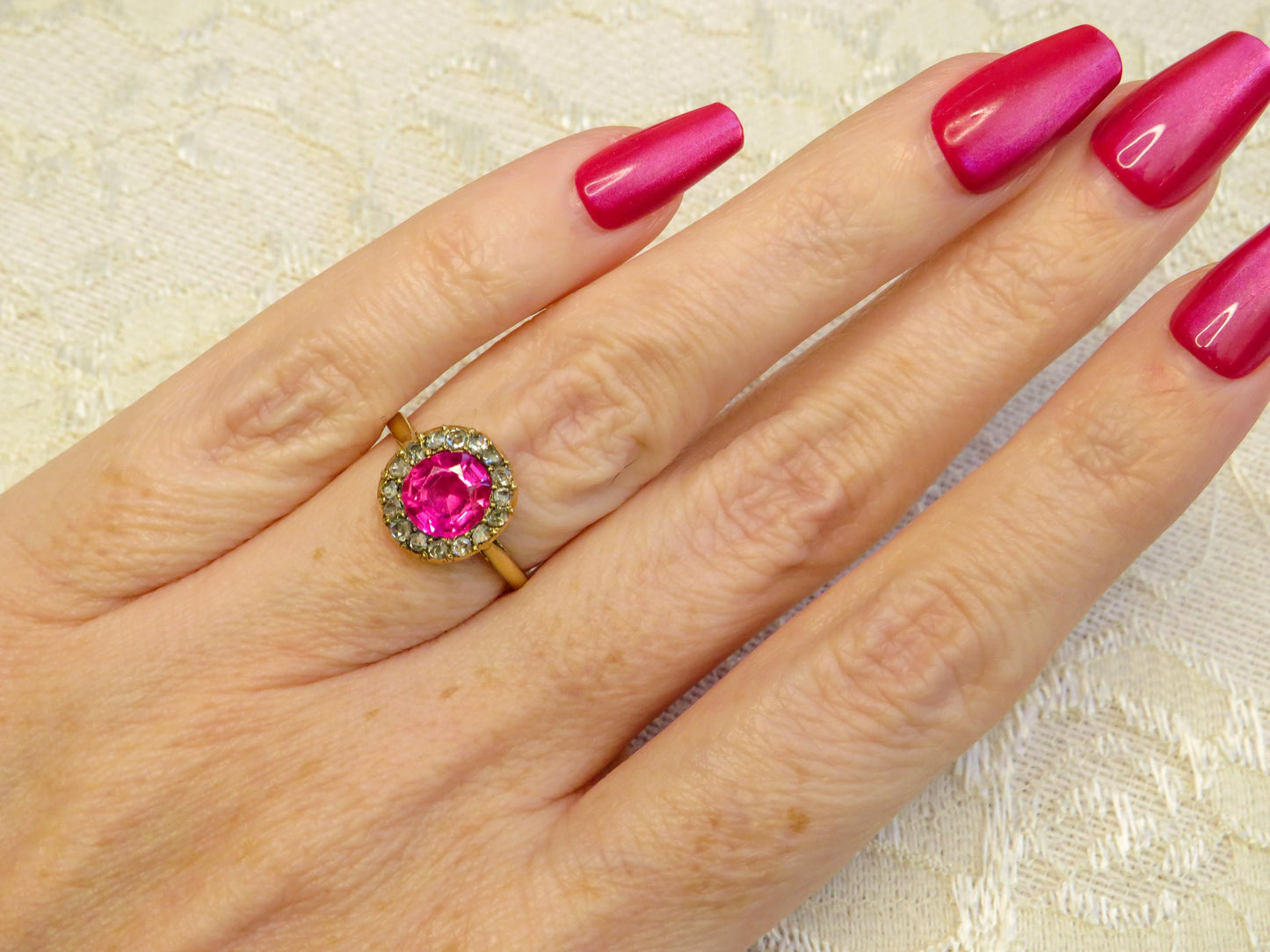 Antique Ruby and Rose Cut Diamond Ring in 18K Gold