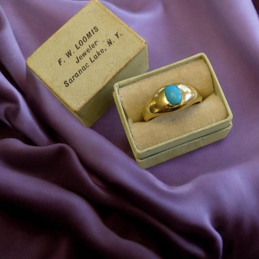 1913 Turquoise and 18K Gold Ring