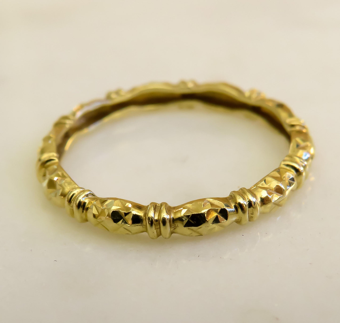 Vintage 14K Gold Bamboo Eternity Band  Size 8  1.49g