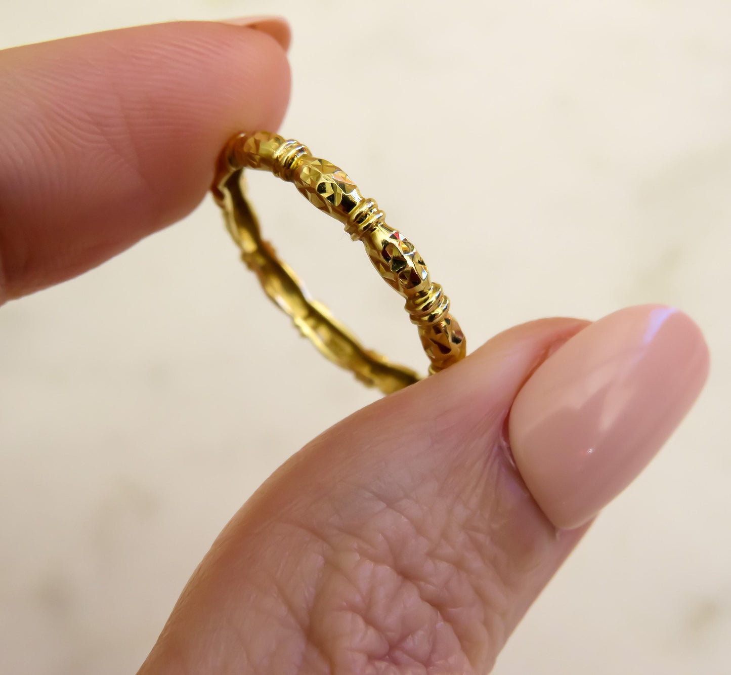 Vintage 14K Gold Bamboo Eternity Band  Size 8  1.49g