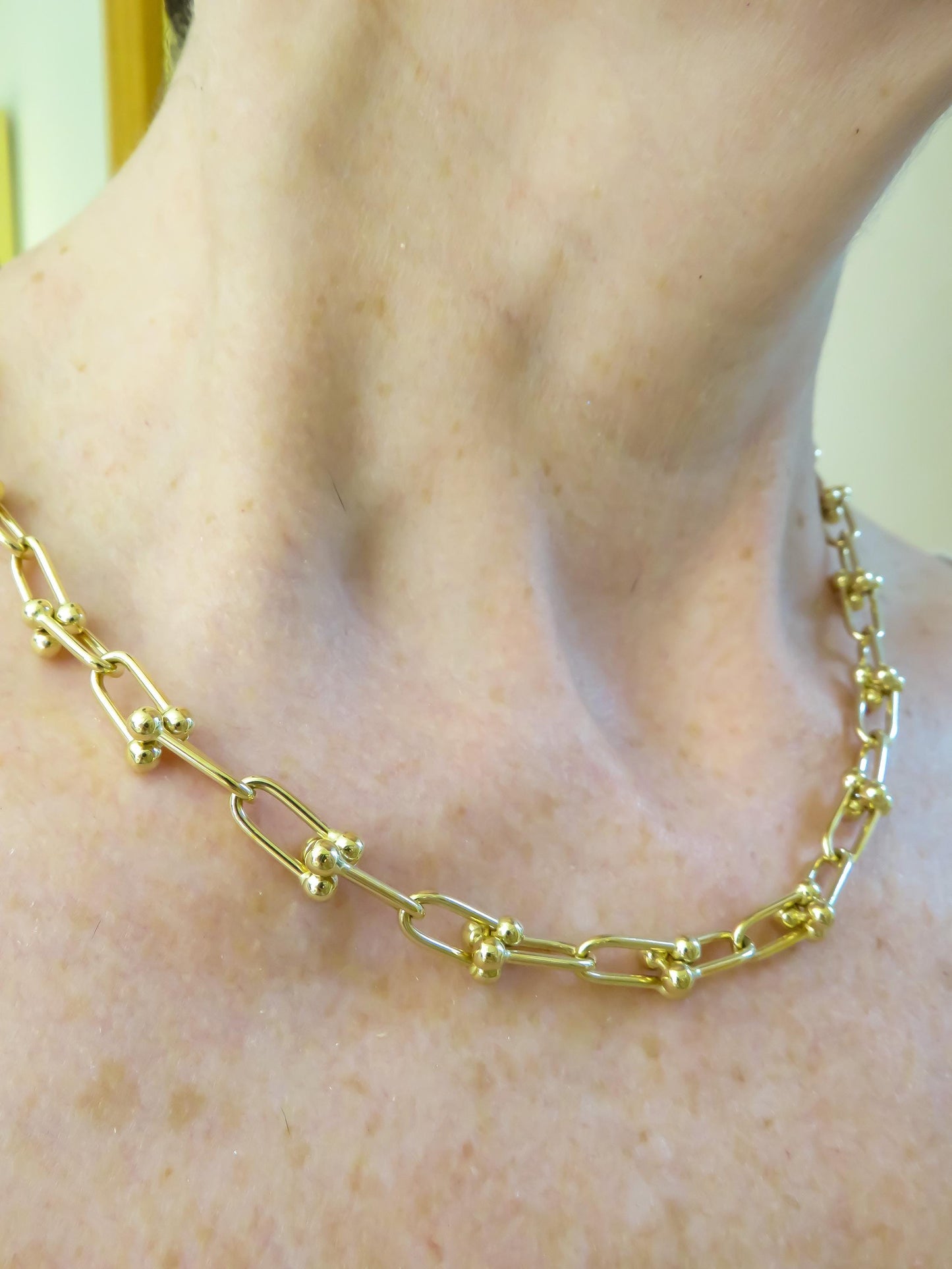 14K Yellow Gold Necklace & Bracelet Set  Matching Hardware Link Design  Hidden Clasp