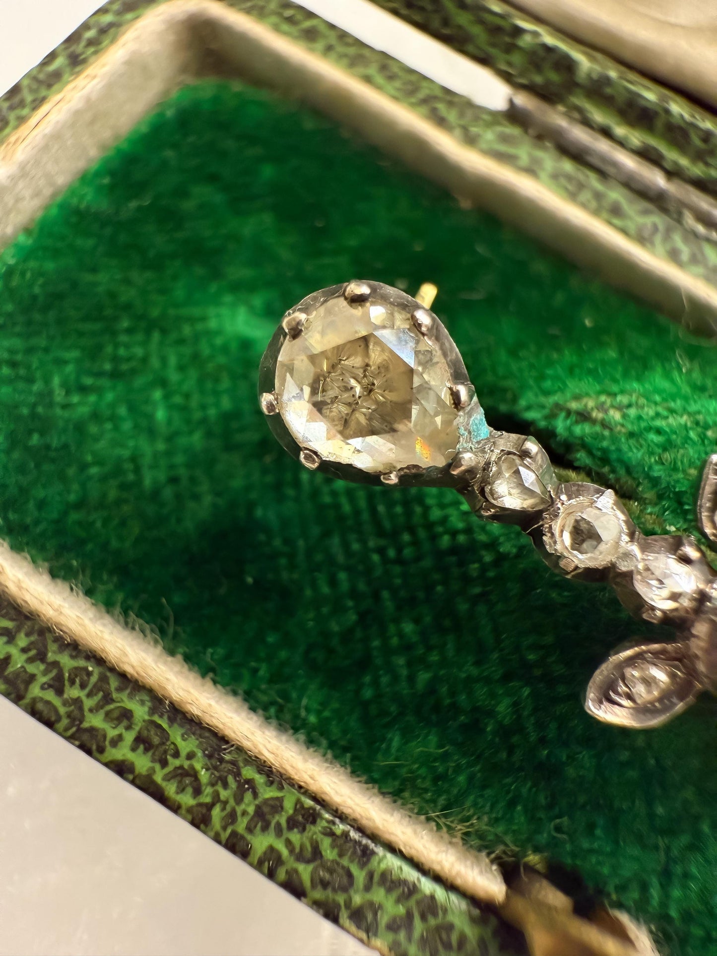 Antique Rose Cut Diamond Brooch in Silver & 18K Gold | Georgian to Early Victorian Era | Convertible Chain Extender or Pendant