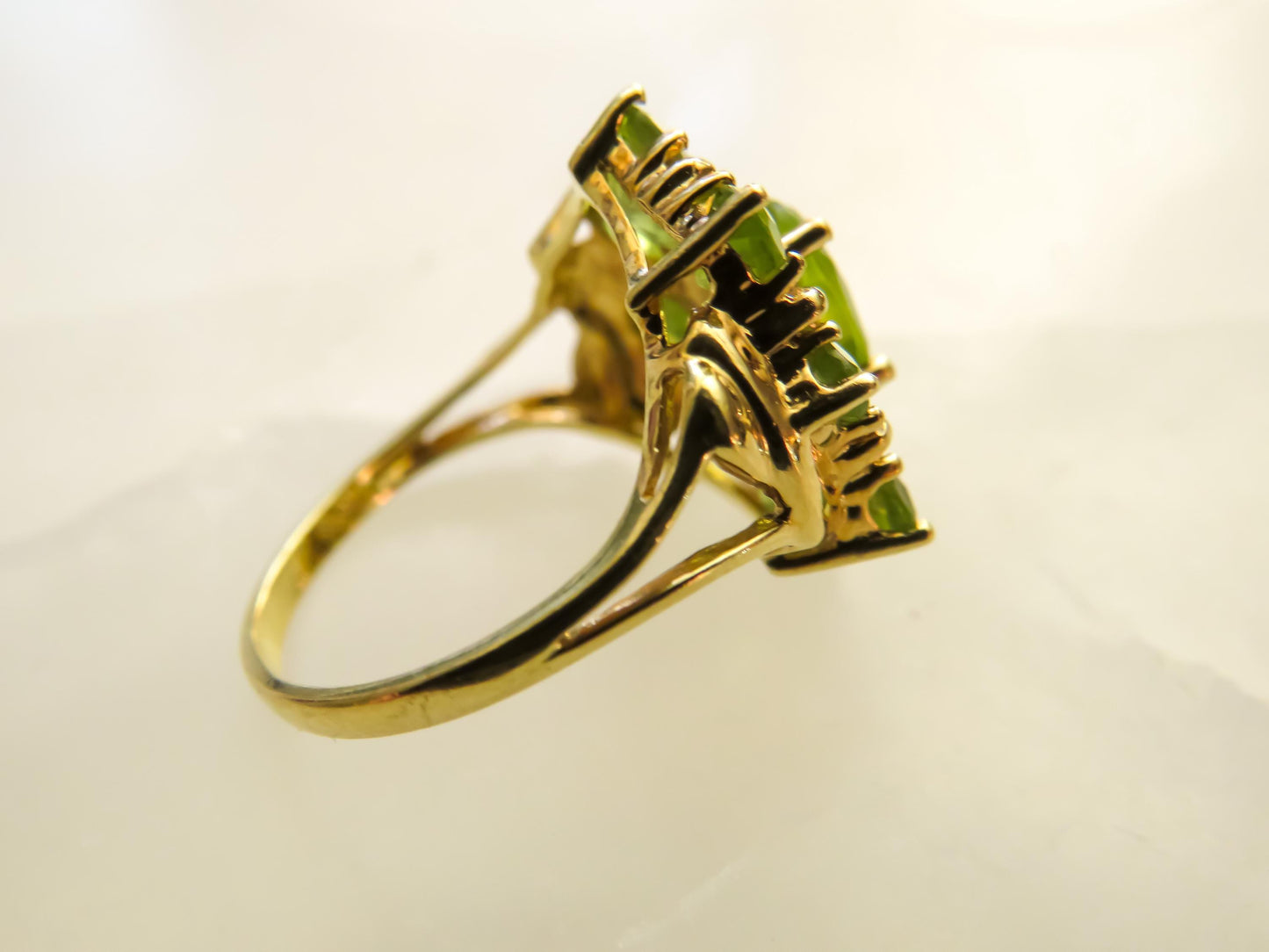 Vintage Peridot Cluster Ring in 10K Yellow Gold