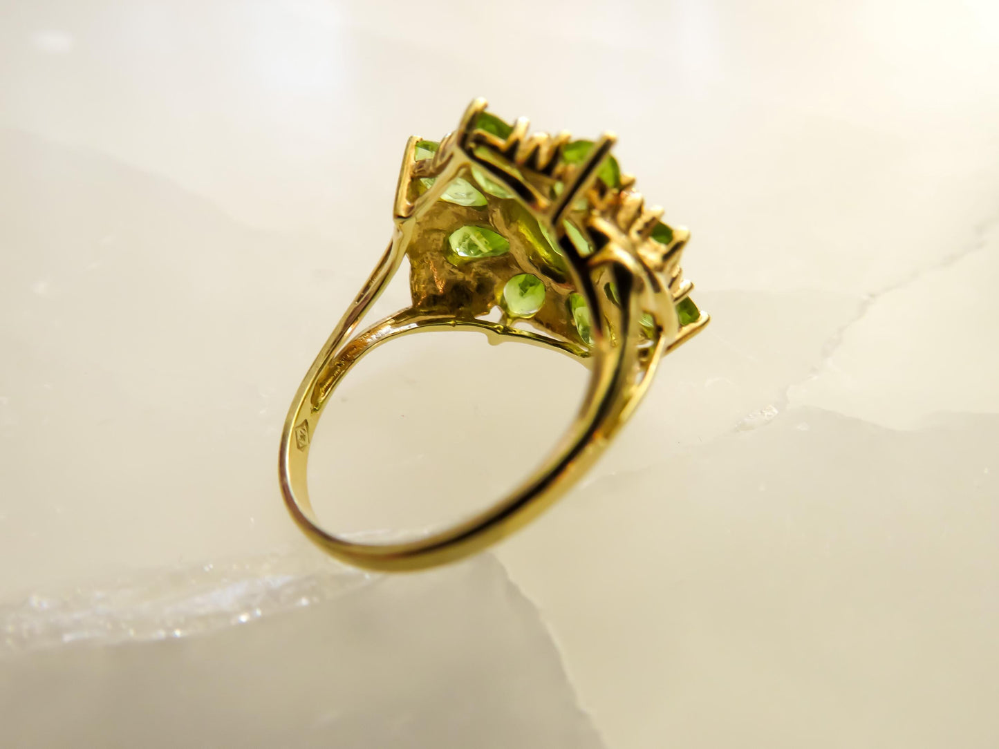 Vintage Peridot Cluster Ring in 10K Yellow Gold
