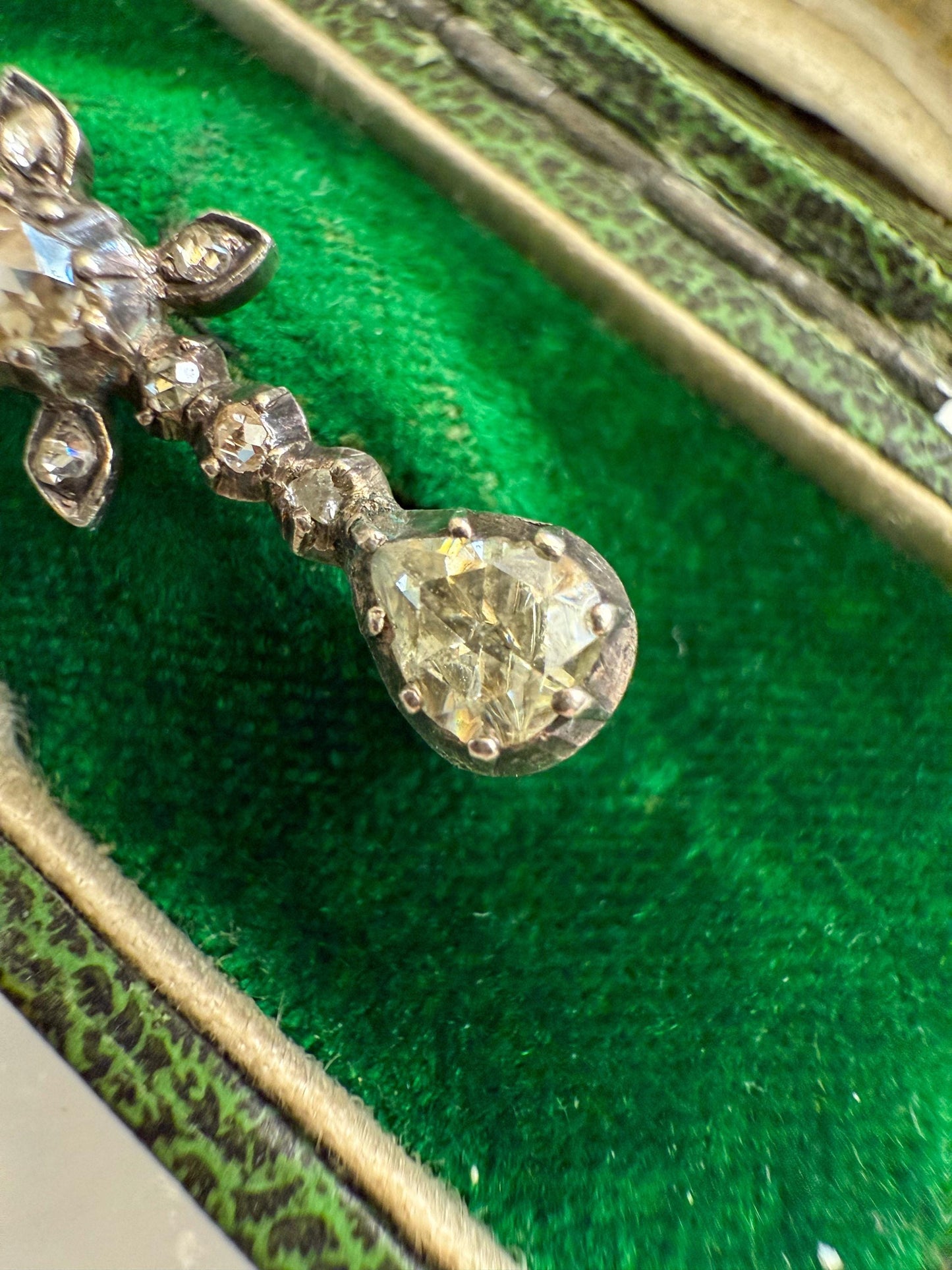Antique Rose Cut Diamond Brooch in Silver & 18K Gold | Georgian to Early Victorian Era | Convertible Chain Extender or Pendant