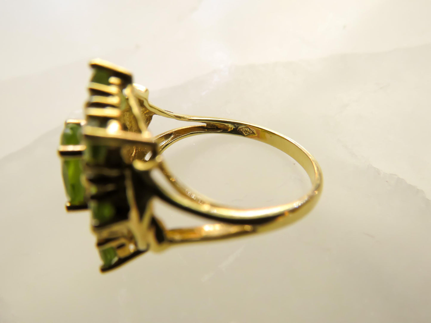 Vintage Peridot Cluster Ring in 10K Yellow Gold