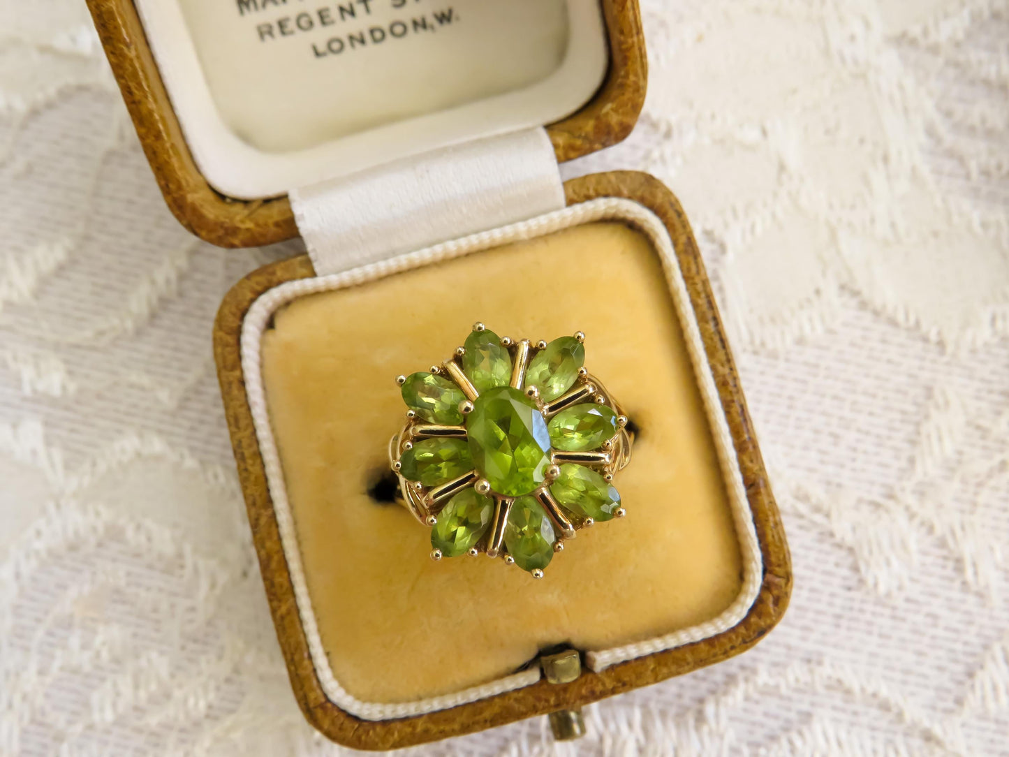 Vintage Peridot Cluster Ring in 10K Yellow Gold