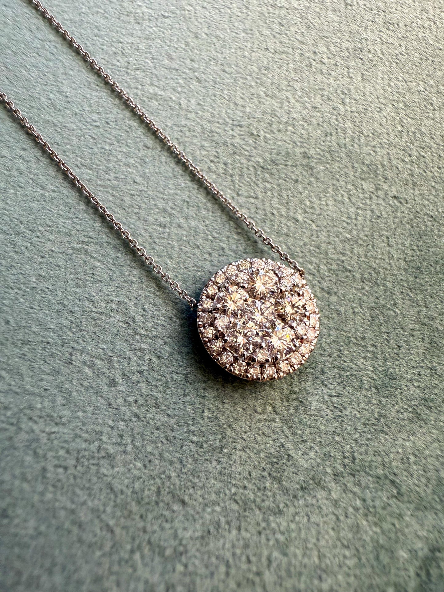 Sparkling Diamond Medallion Pendant Necklace in 14K White Gold