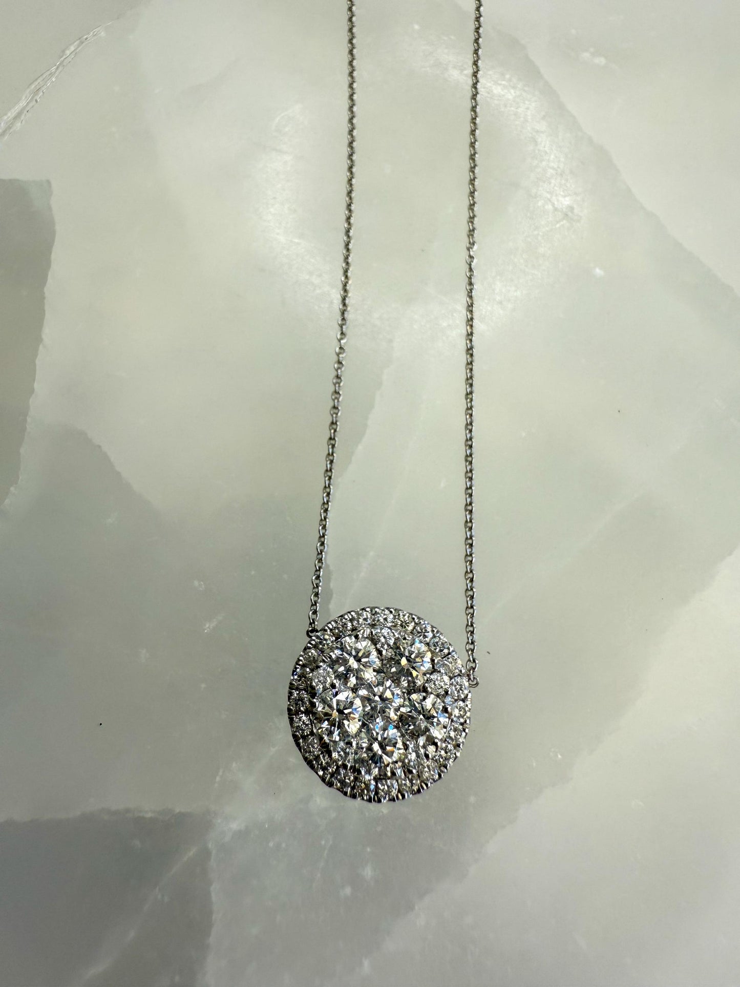 Sparkling Diamond Medallion Pendant Necklace in 14K White Gold