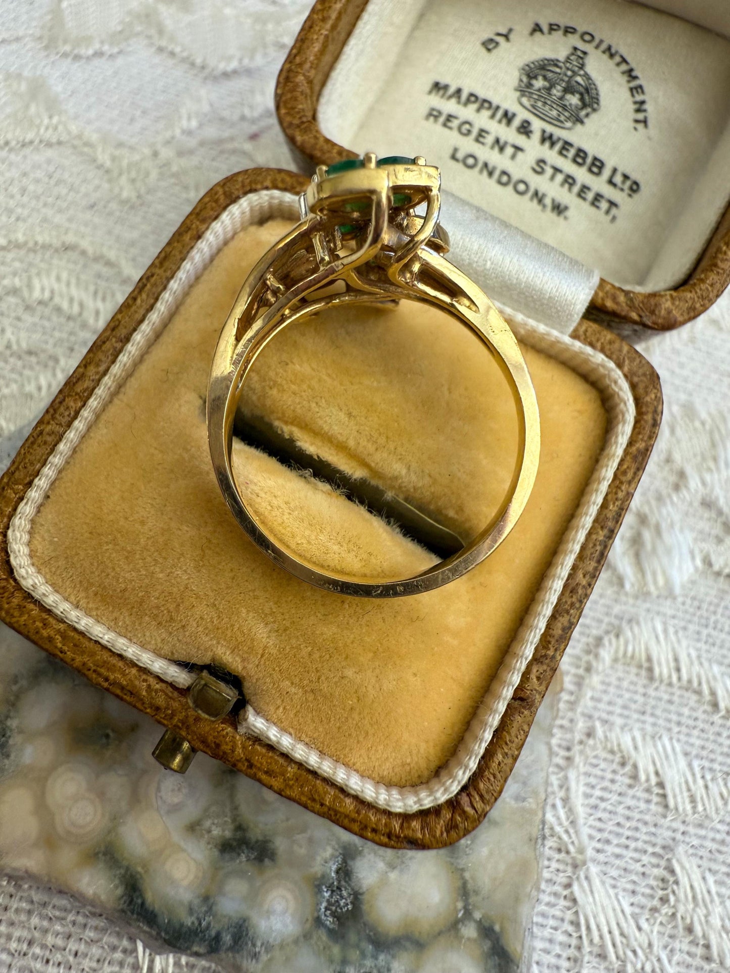 Vintage 14K Yellow Gold Emerald & Diamond Ring
