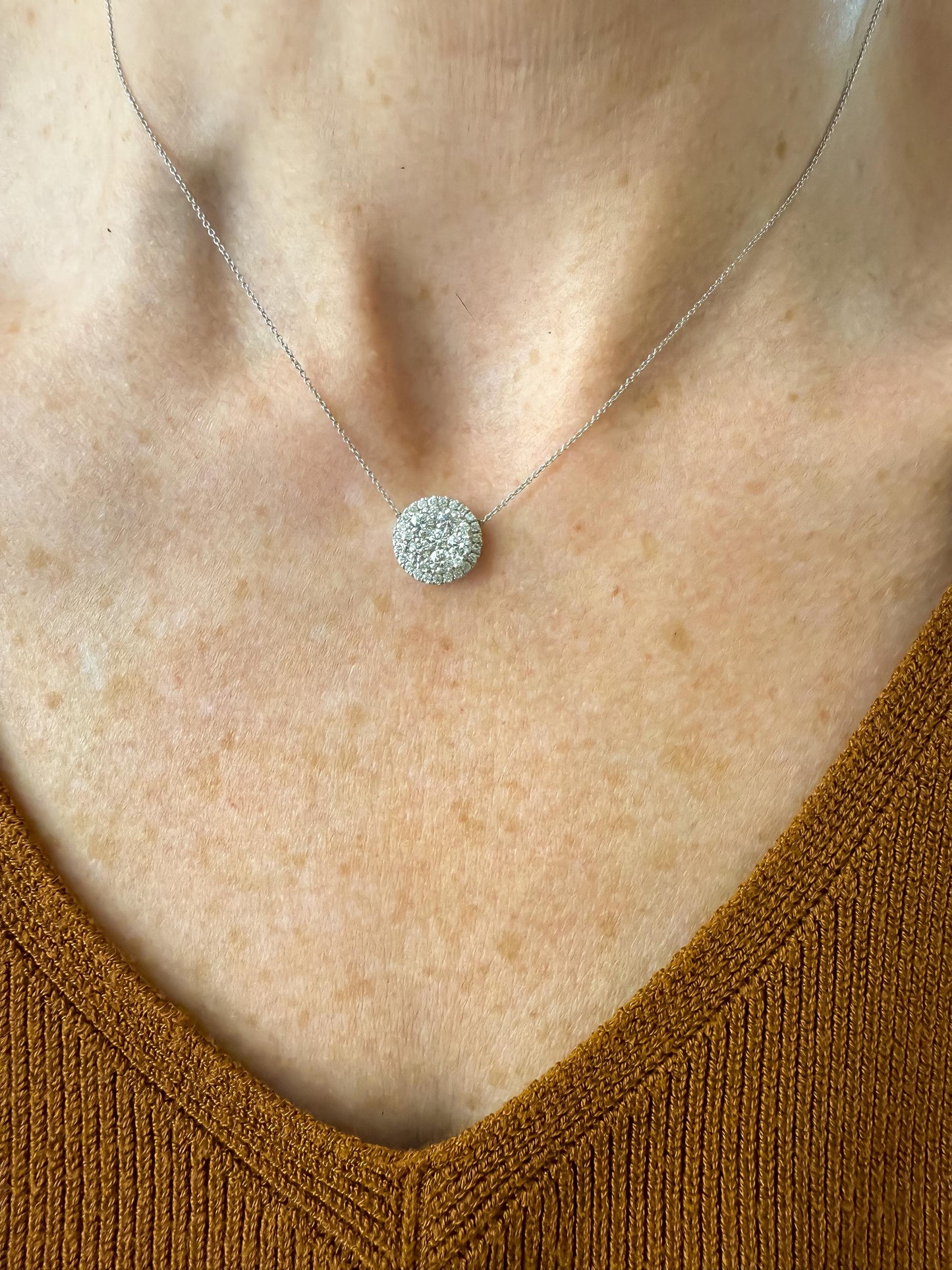 Sparkling Diamond Medallion Pendant Necklace in 14K White Gold