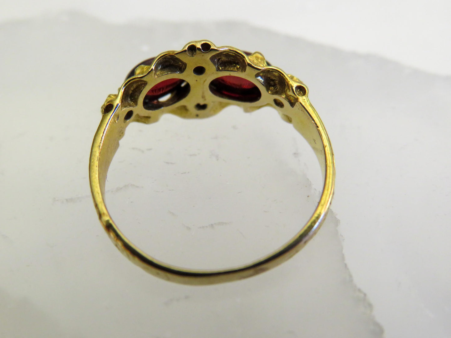 Victorian 9K Gold Garnet & Seed Pearl Ring