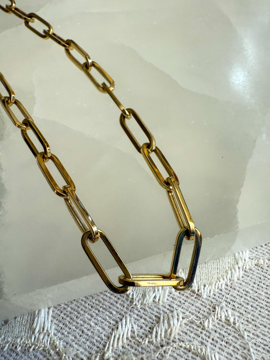 14K Yellow Gold Paperclip Chain Necklace  16 / 6g  Modern Classic